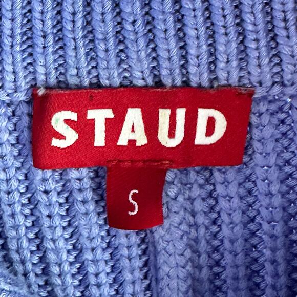 STAUD Kirby Chunky Knit Ribbed Quarter Zip Sweater Periwinkle - Picture 7 of 8